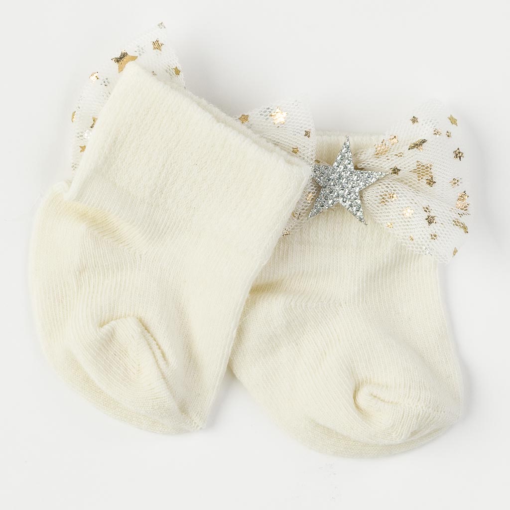 Σετ  2 броя   бебешки чорапки  με κορδελα για τα μαλλια  Damrela Star  ροζ