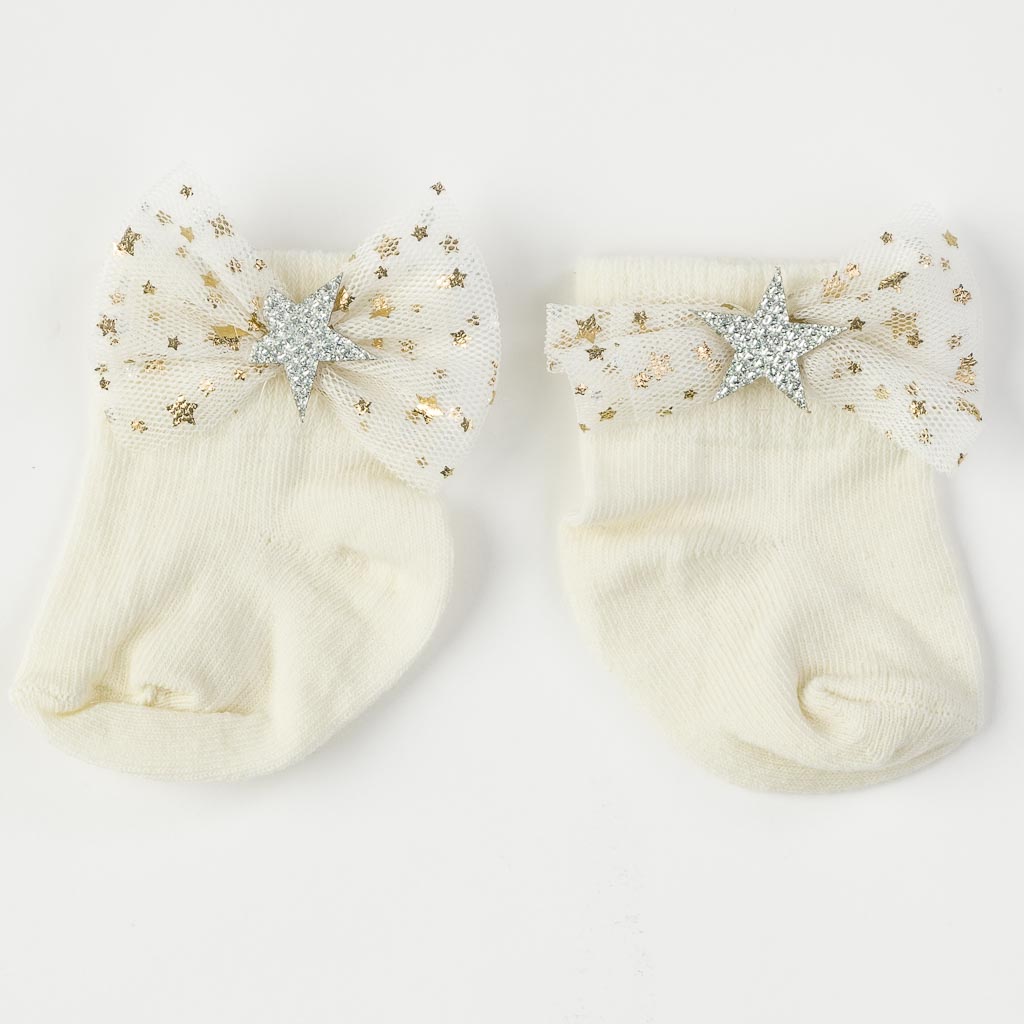Комплект 2 броя бебешки чорапки с лента за коса Damrela Star Розови