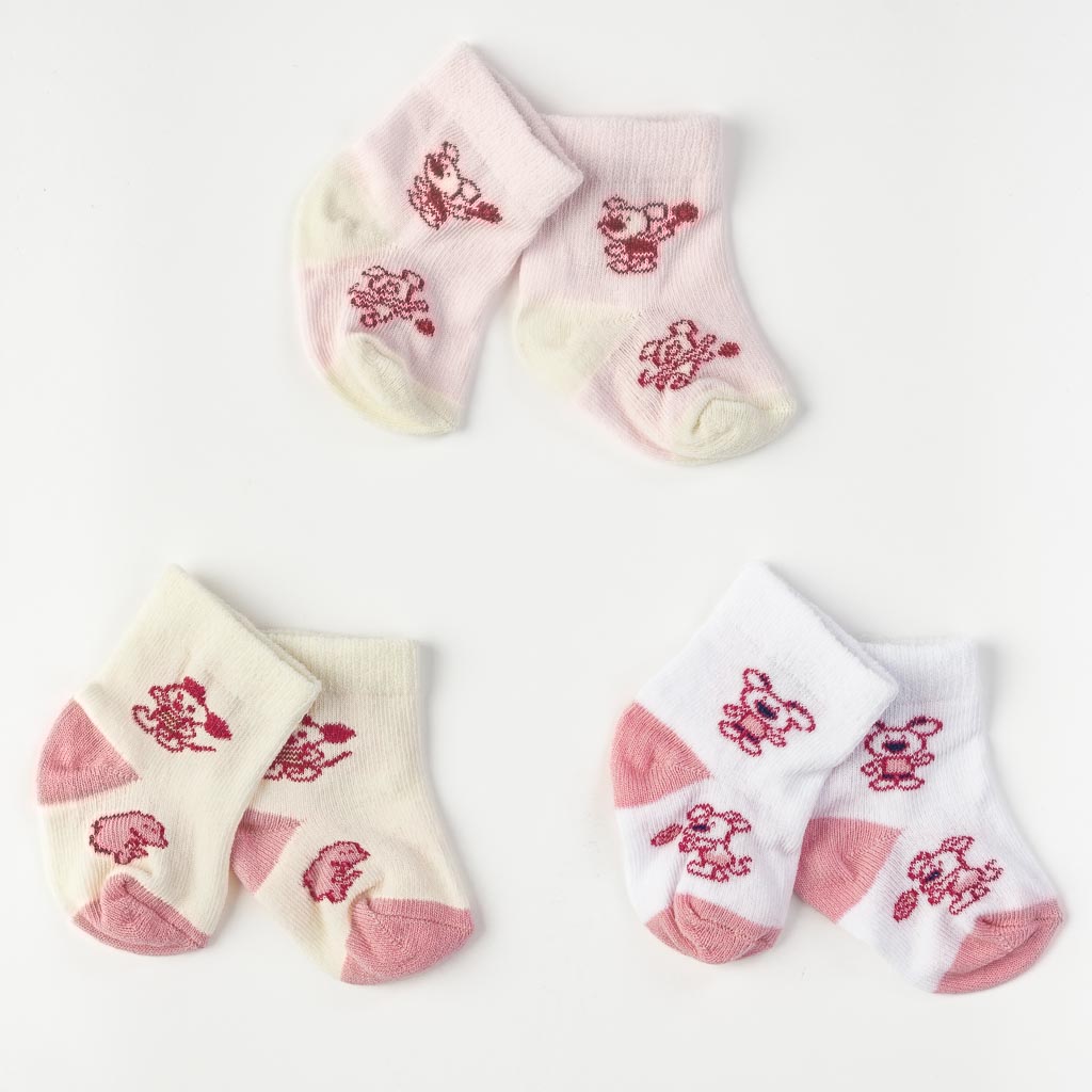 Комплект 3 чифта бебешки чорапки за момиче Findikbebe - Mouse