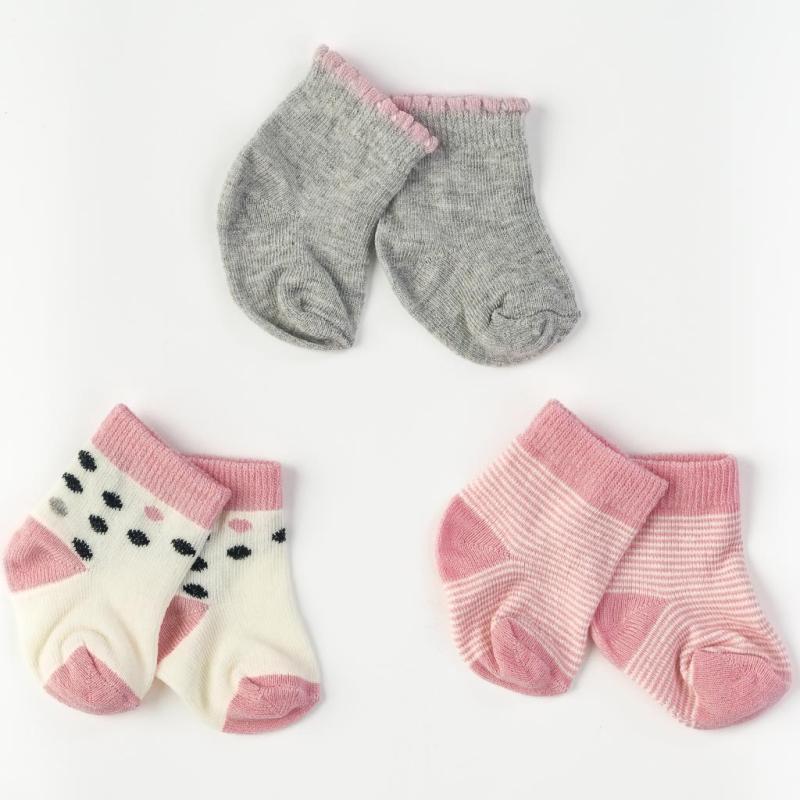 Комплект 3 чифта бебешки чорапки  момиче Findikbebe - Dots