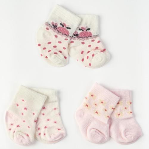 Комплект 3 чифта бебешки чорапки за момиче Findikbebe - Flowers