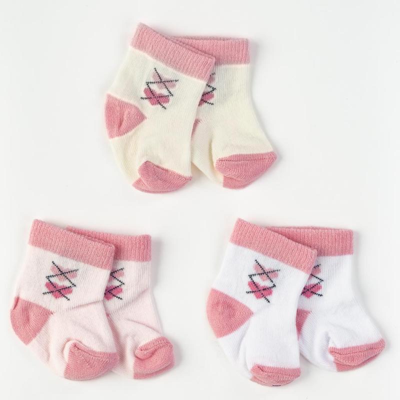 Set 3 pairs of baby socks For a girl  Findikbebe - Classic