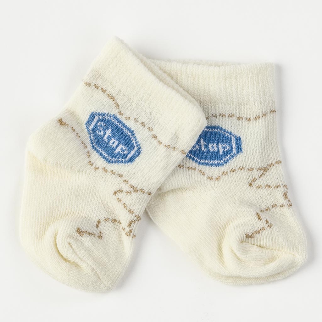 Σετ  3 чифта   бебешки чорапки  Για Αγόρι  Findikbebe Stop -   Άσπρα