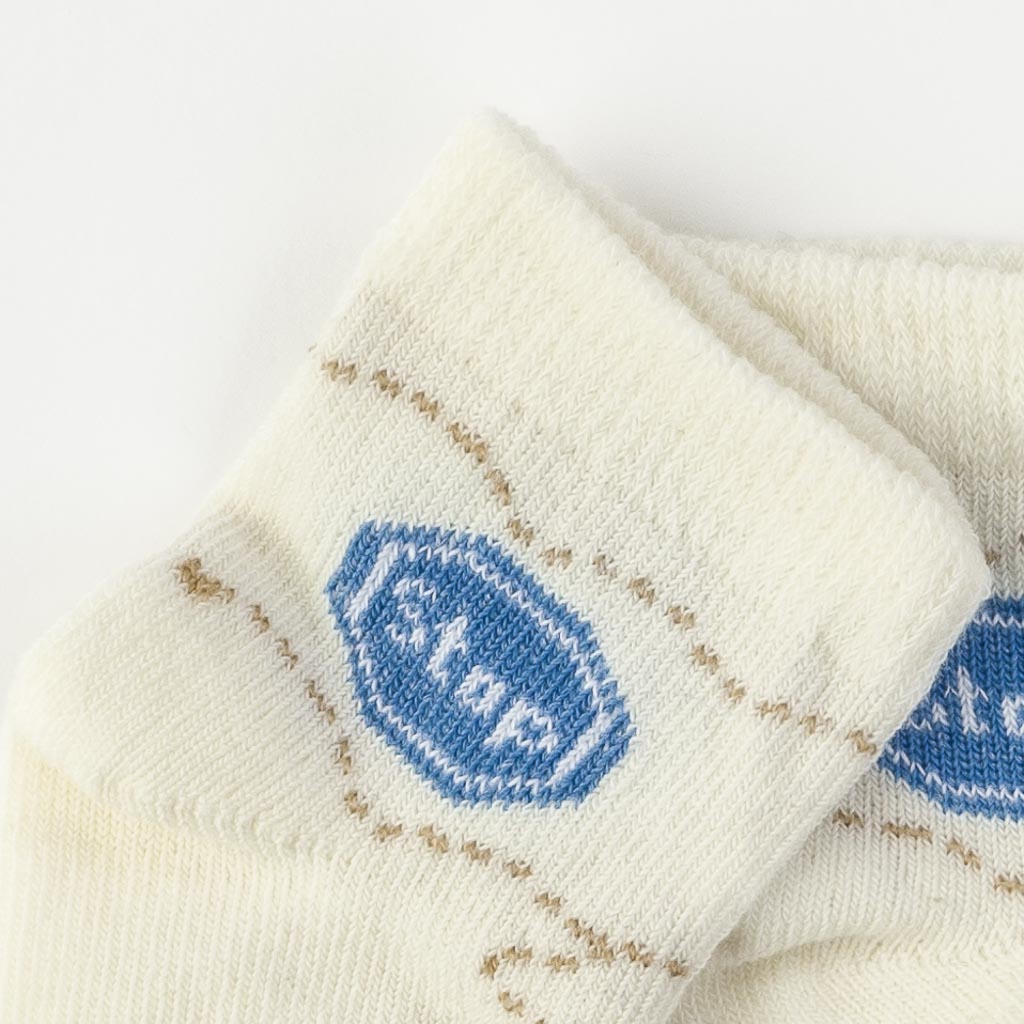 Комплект 3 чифта бебешки чорапки за момче Findikbebe Stop -  Бели