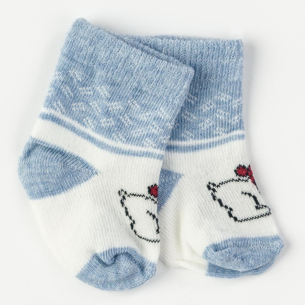Комплект 3 чифта бебешки чорапки за момче Findikbebe -  Сини