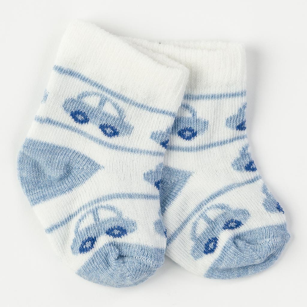 Комплект 3 чифта бебешки чорапки за момче Findikbebe -  Сини