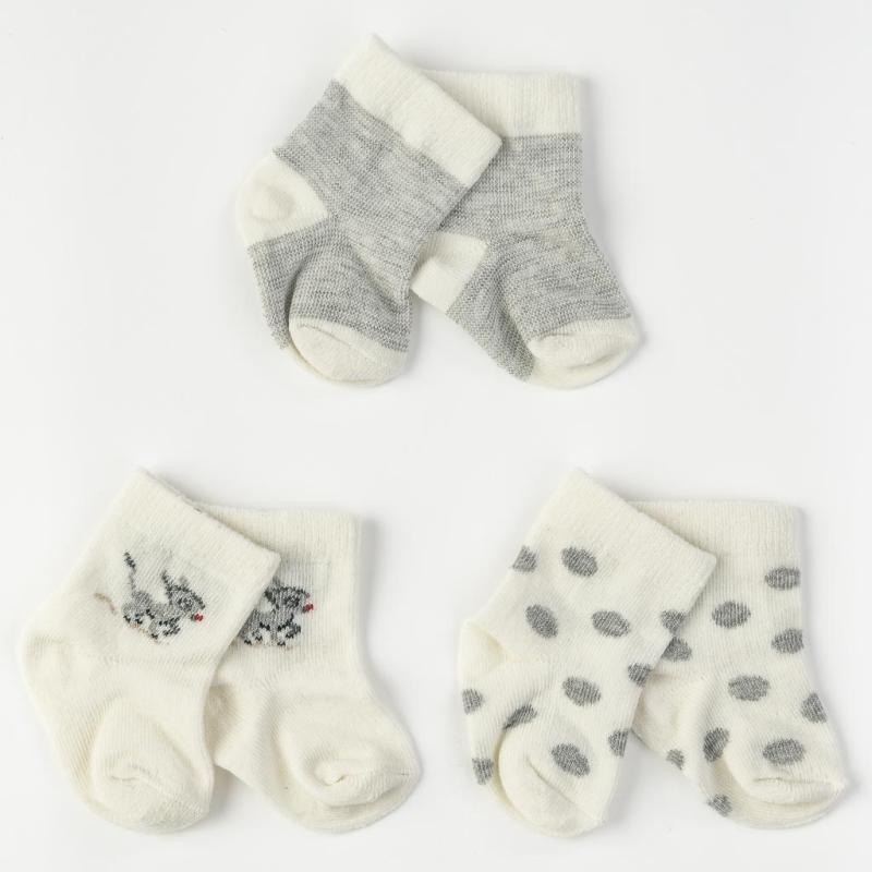 Комплект 3 чифта бебешки чорапки  момче Findikbebe -  Dots