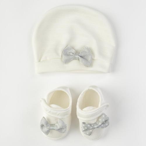 Бебешки комплект за момче шапка и обувчици Leylek Gray