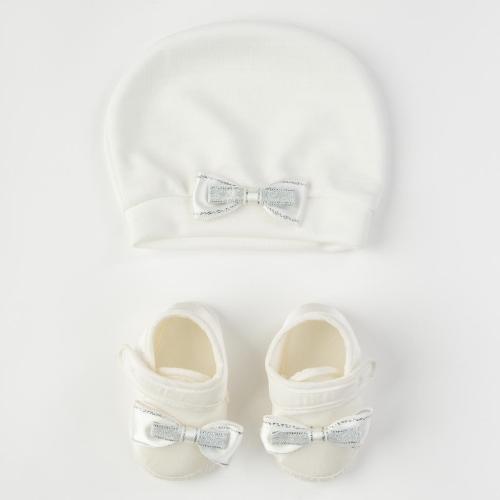 Бебешки комплект за момче шапка и обувчици Leylek Baby Silver