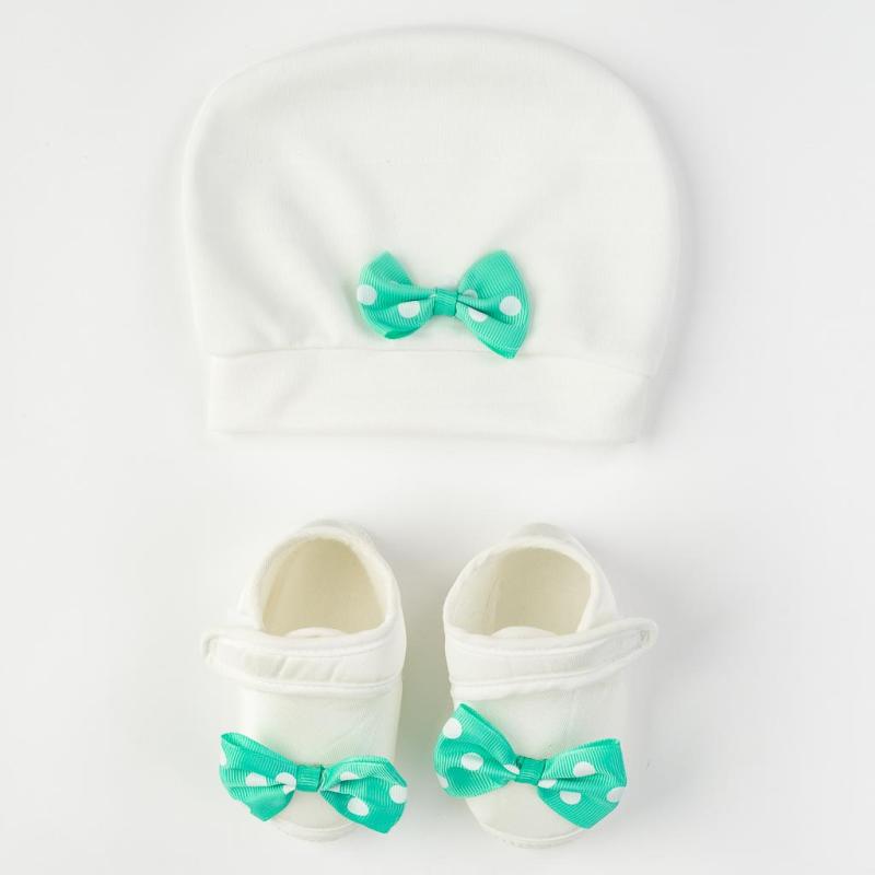 Baby set For a girl hat and baby shoes  Leylek   Baby   Green