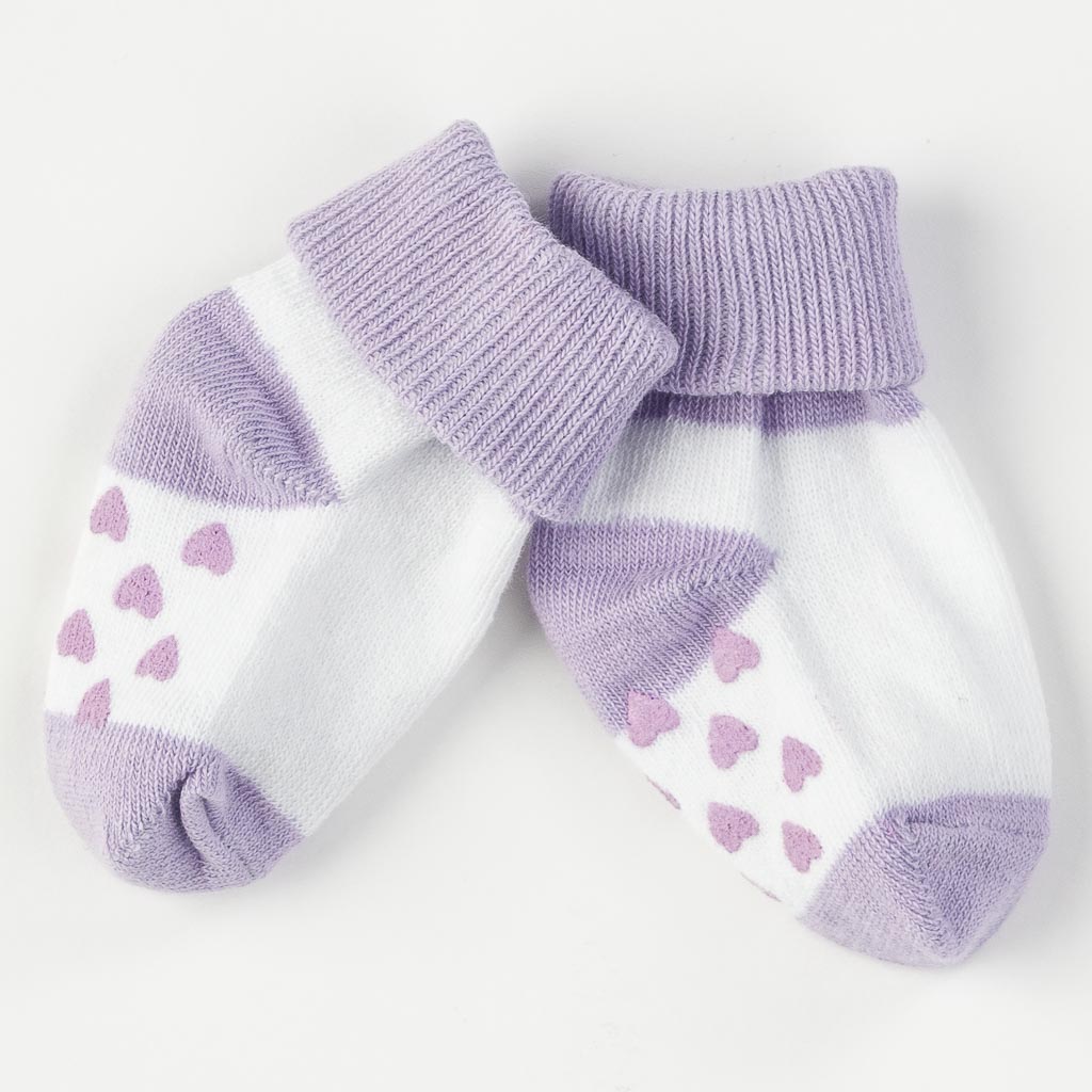 Бебешки чорапки за момиче Mini damla Love Лилави