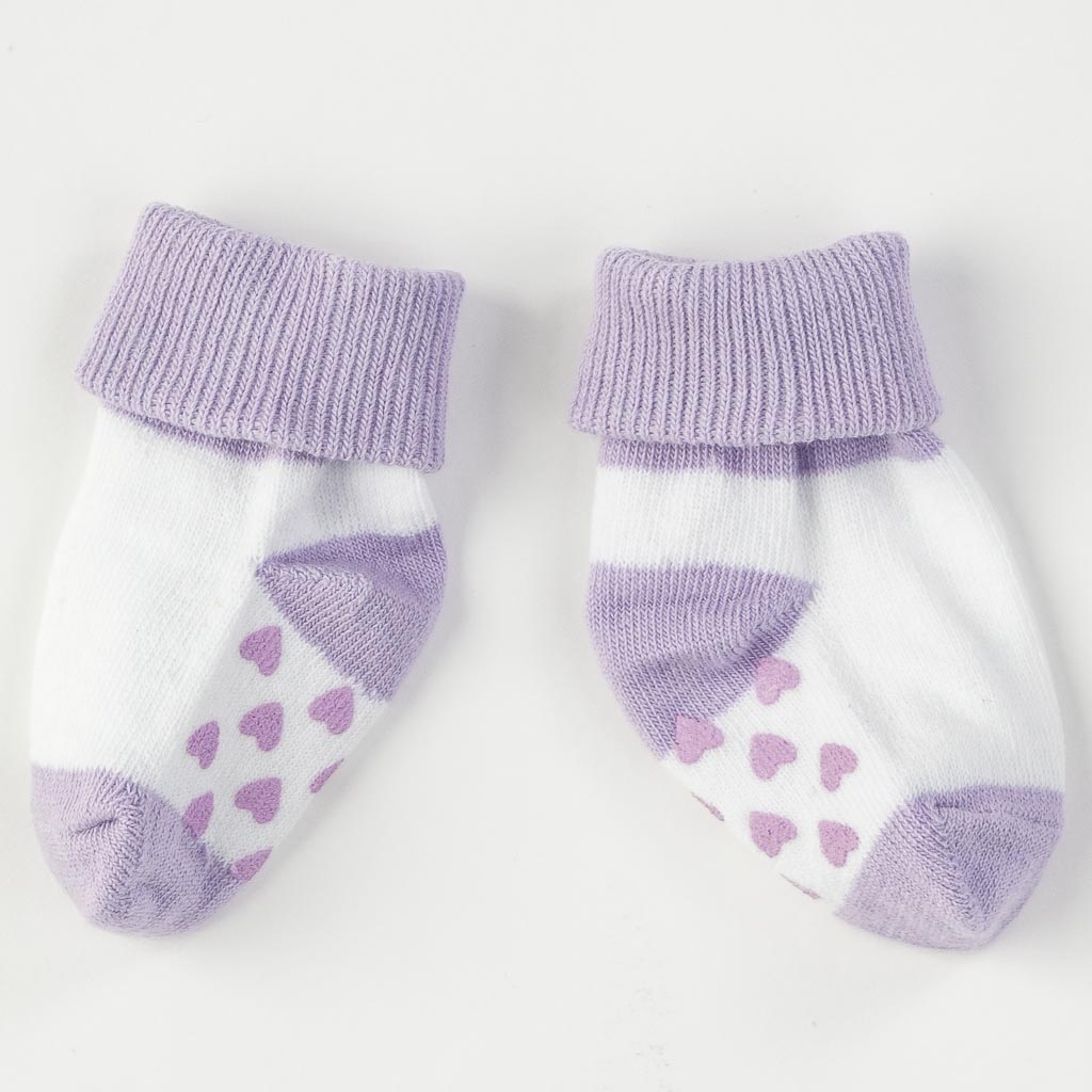Бебешки чорапки за момиче Mini damla Love Лилави