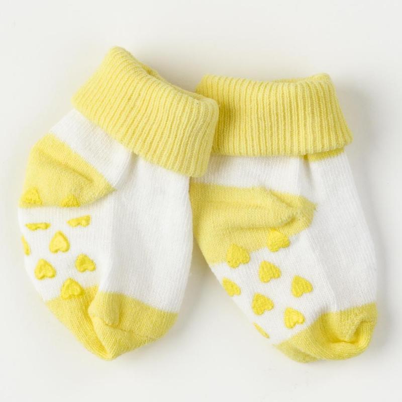 Бебешки чорапки  момиче Mini damla Love Жълти