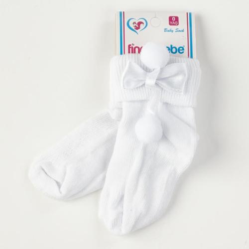 Бебешки чорапки за момиче Findikbebe Cherry Бели