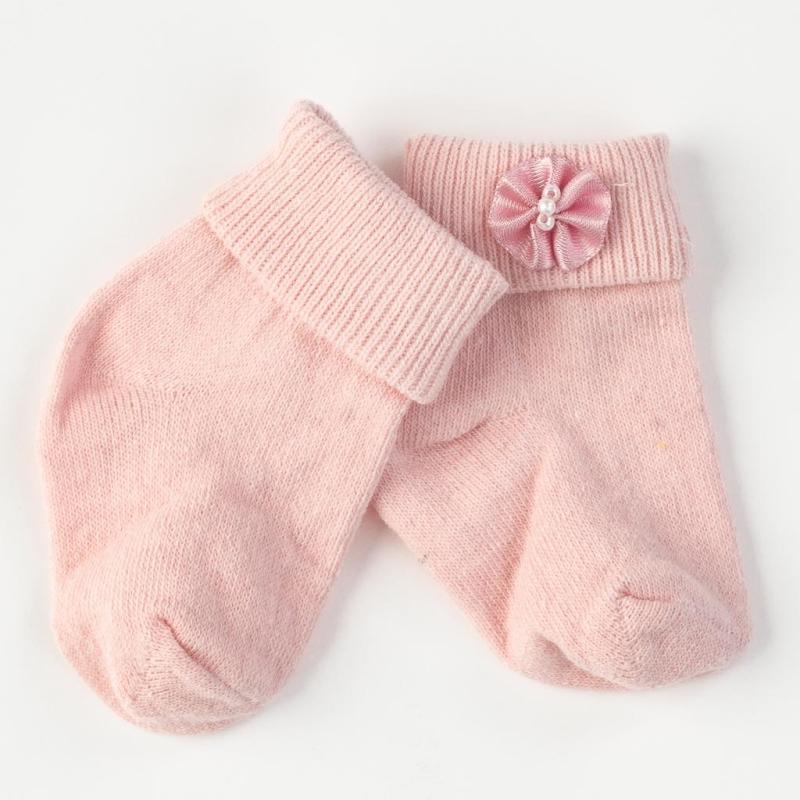Бебешки чорапки  момиче Mini damla  Bows Розови