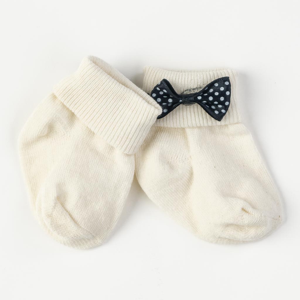 Бебешки чорапки за момче Mini damla  Bows Екрю