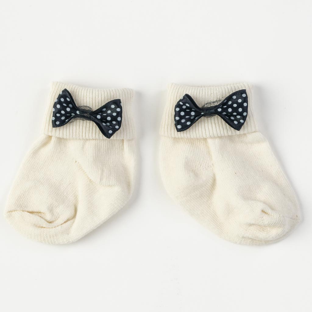 Бебешки чорапки за момче Mini damla  Bows Екрю