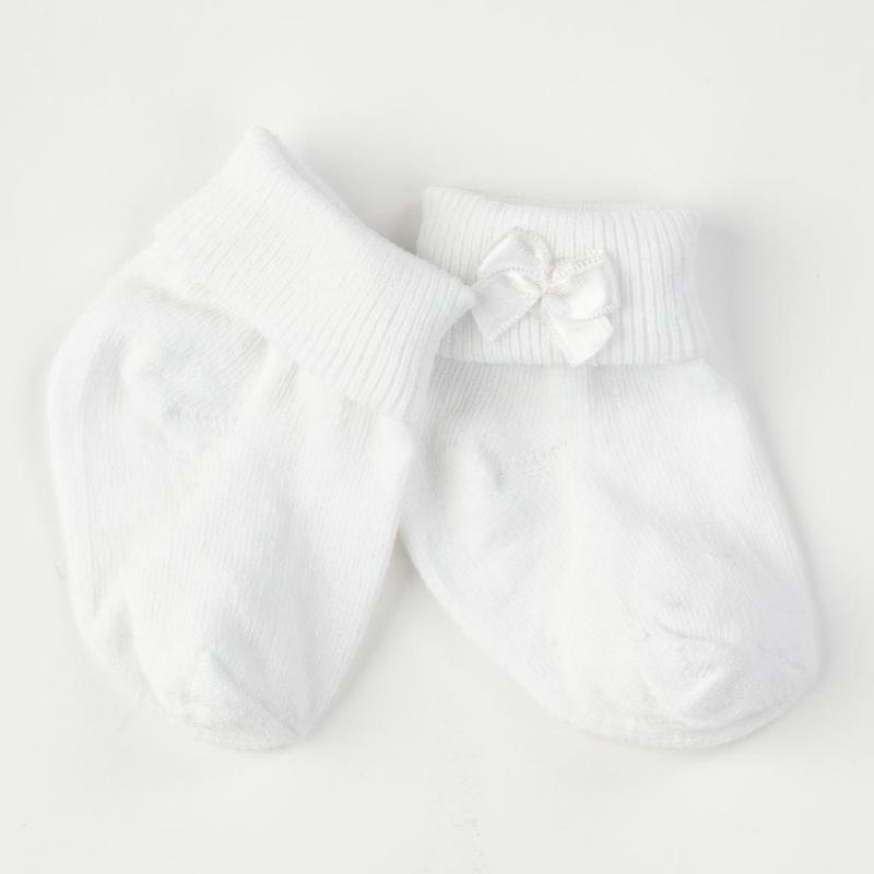 Бебешки чорапки  момиче Mini damla  Bows Бели