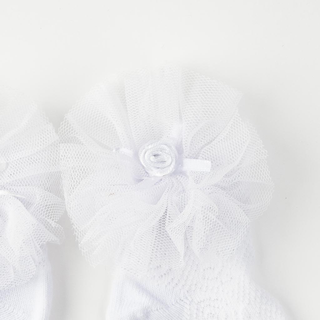 Бебешки чорапки за момиче с панделки JW Baby colection  Бели