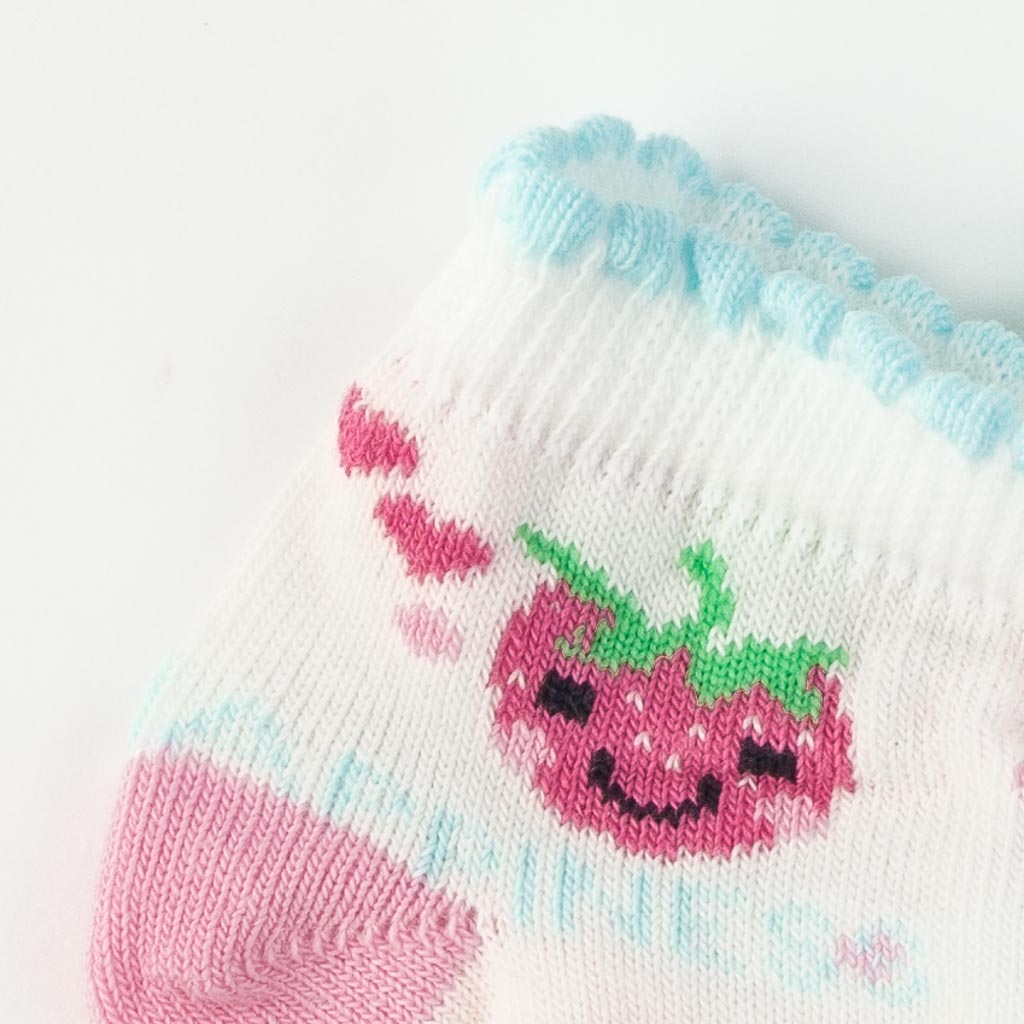 Бебешки чорапки за момиче Mini Damla Happiness Бели