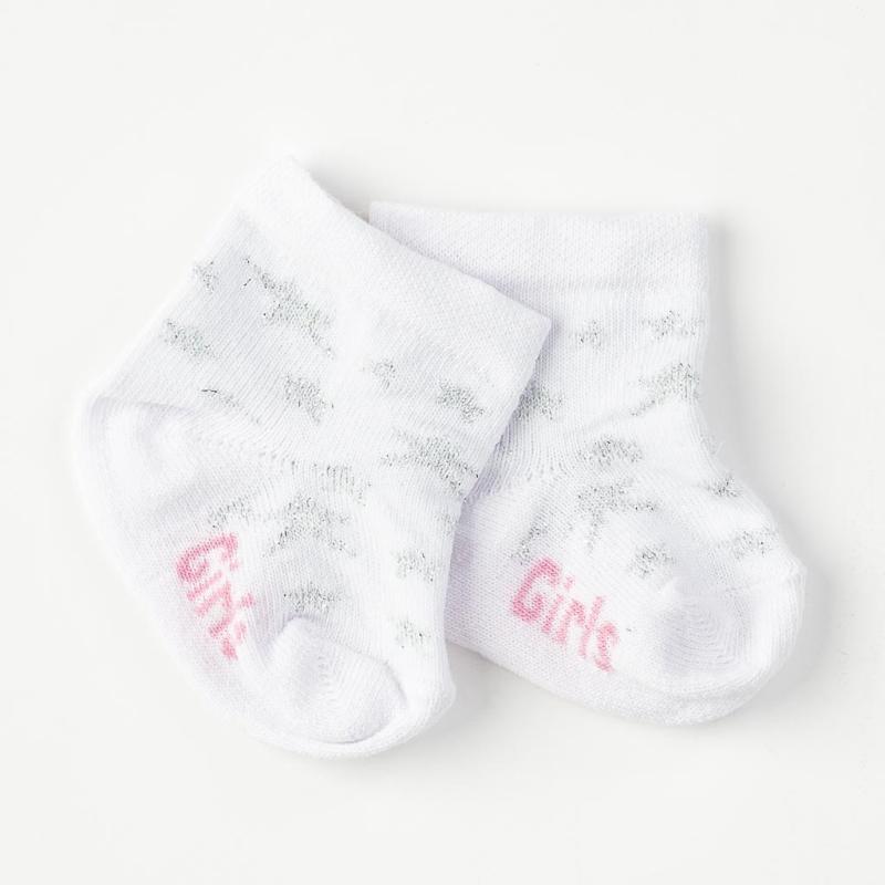 Бебешки чорапки  момиче Mini Damla Stars Бели