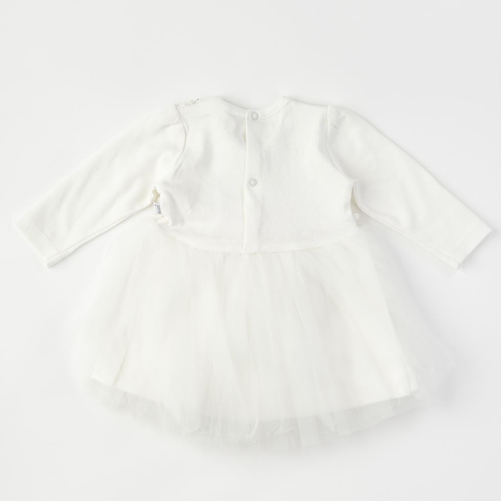 Детска официална рокля с тюл Bulsen Бяла