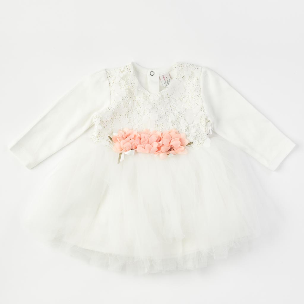 Детска официална рокля с тюл Bulsen Бяла