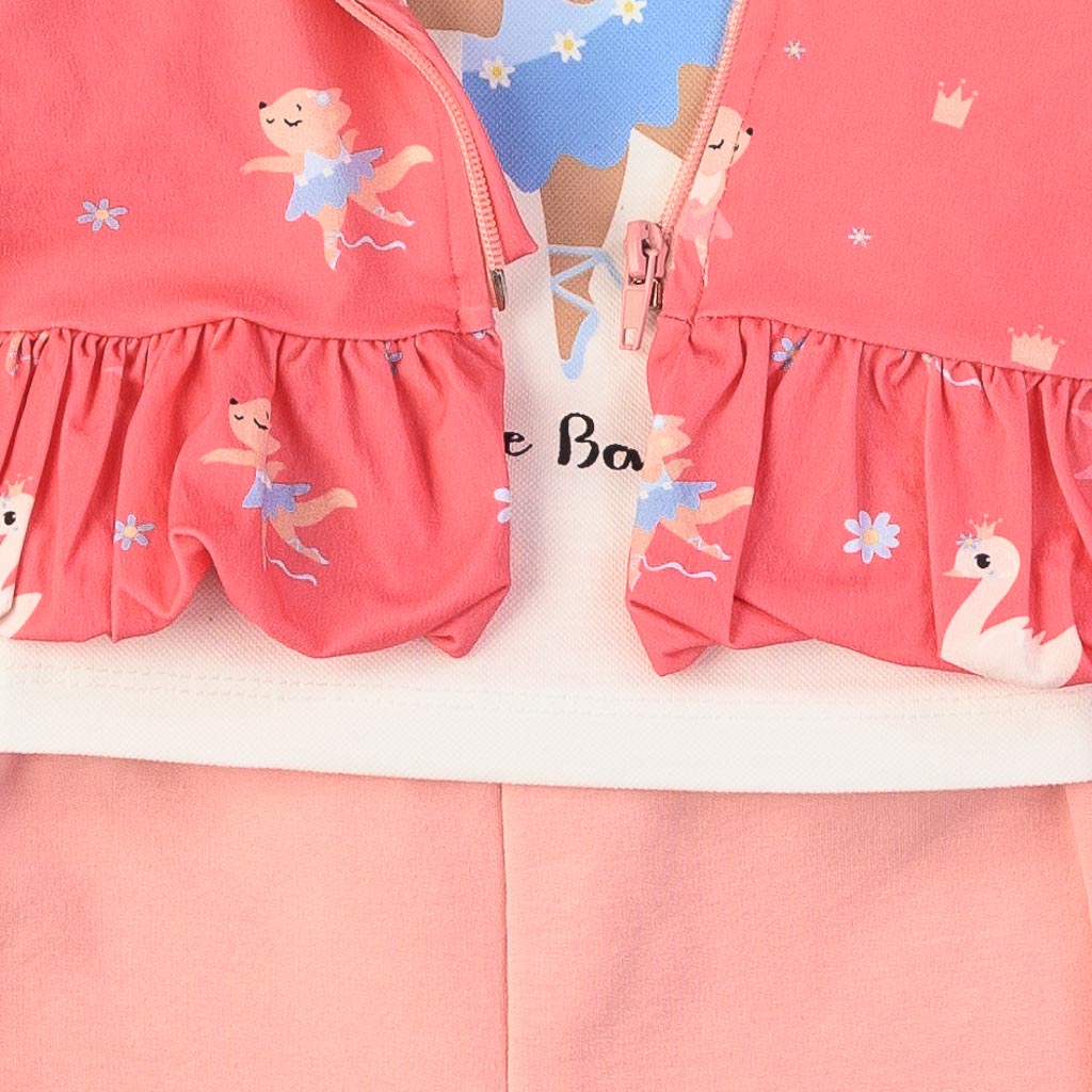 Детски комплект за момиче с яке Little ballerina Розов