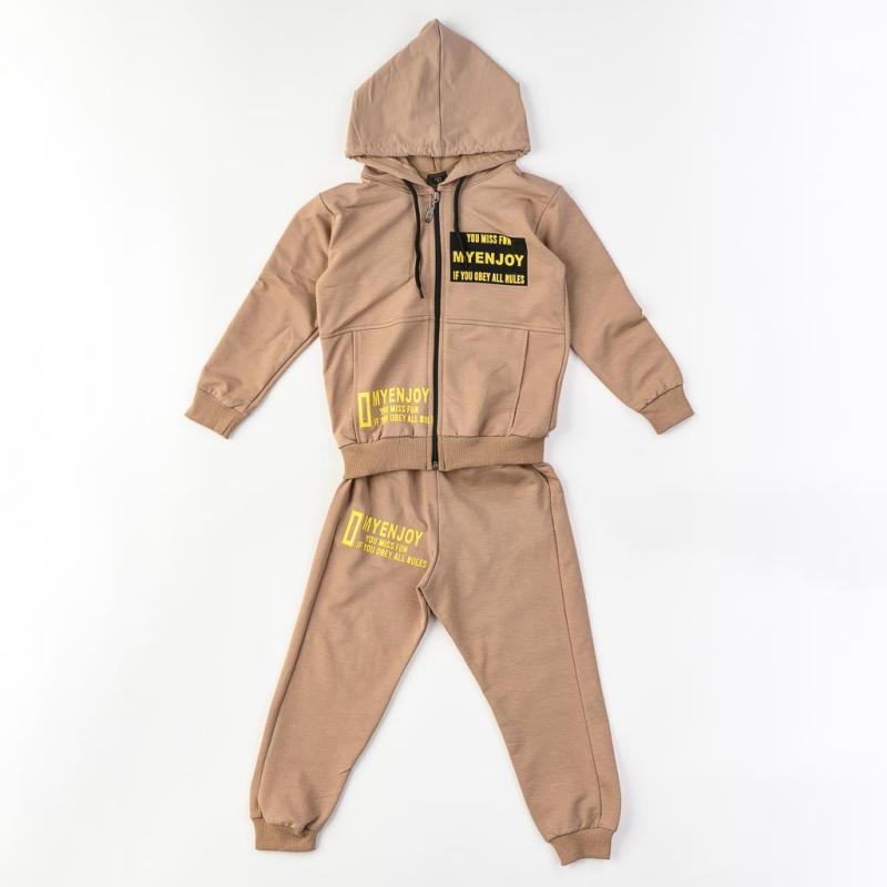 Childrens sports set For a boy with a hood with a zipper  My enjoy  Beige