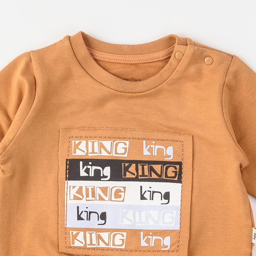 Детски комплект за момче блузка с панталон King Оранжев