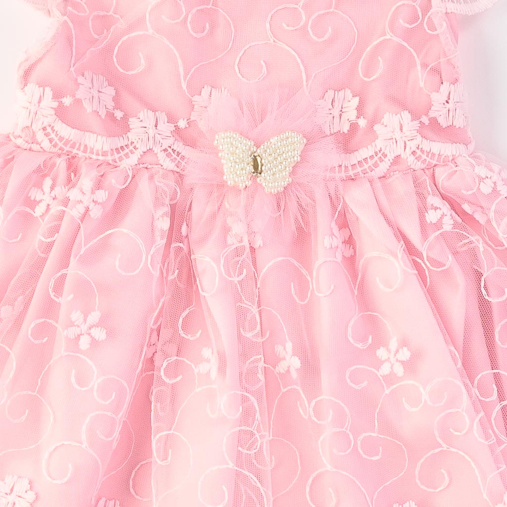 Βρεφικο σετ Για Κορίτσι 4 τεμαχια με φορεμα και παπουτσακια  Ponpon  Ροζ