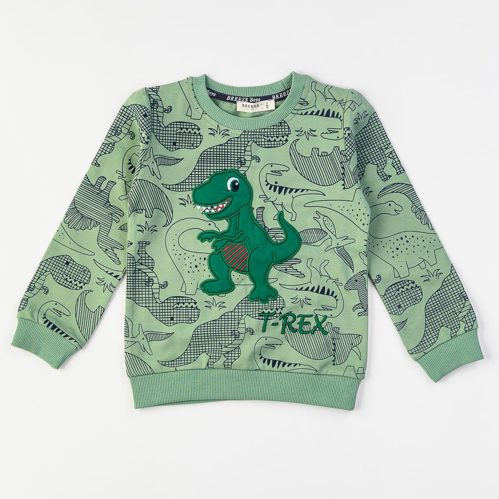 Детски комплект за момче с дълъг ръкав T-rex Breeze Зелен