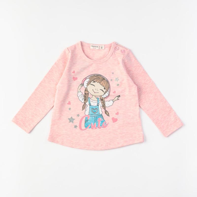 Childrens blouse For a girl with long sleeves  Cute   Breeze  Pink
