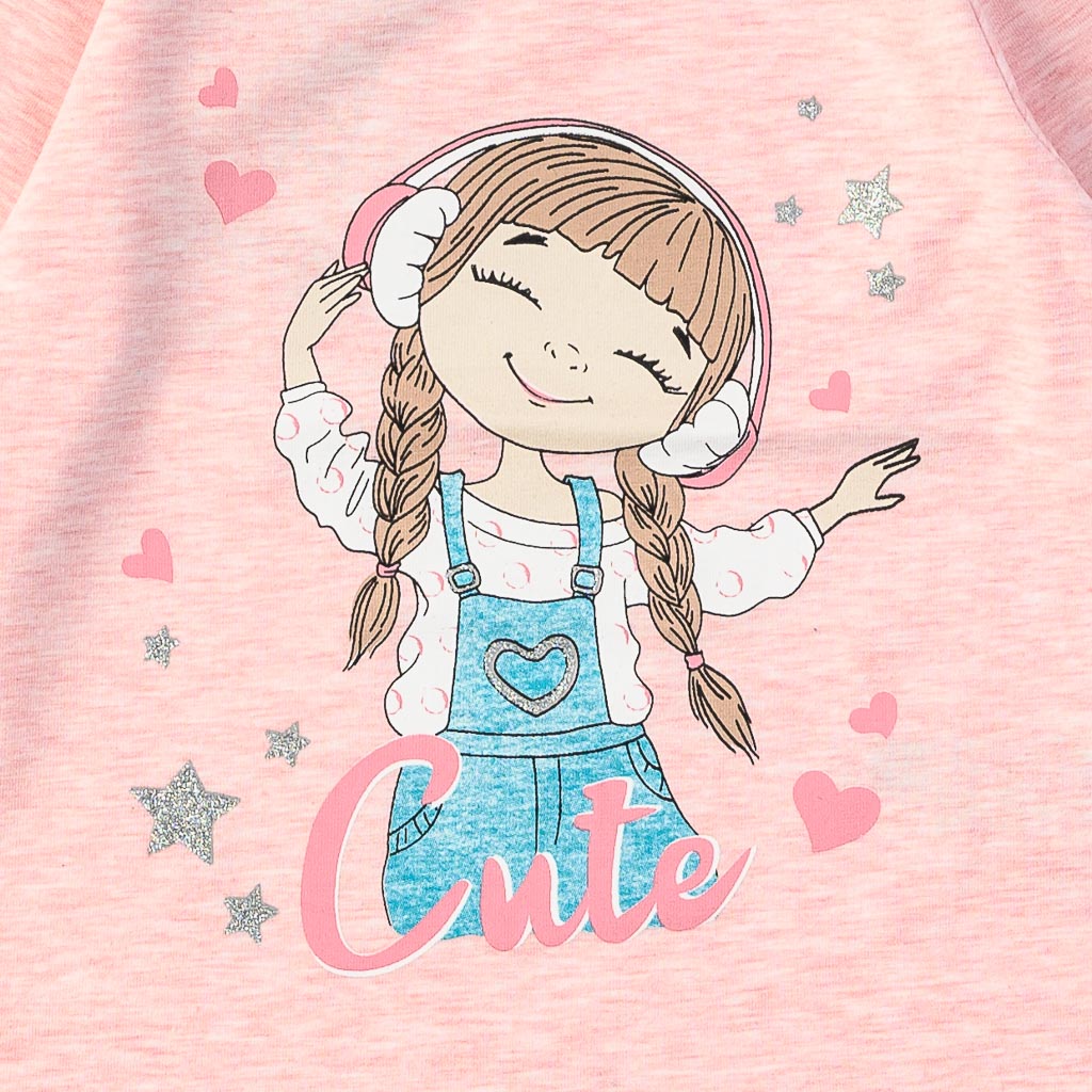 Детска блуза за момиче с дълъг ръкав Cute Breeze Розова