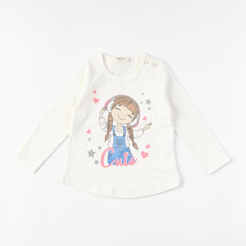 Childrens blouse For a girl with long sleeves  Cute   Breeze  White