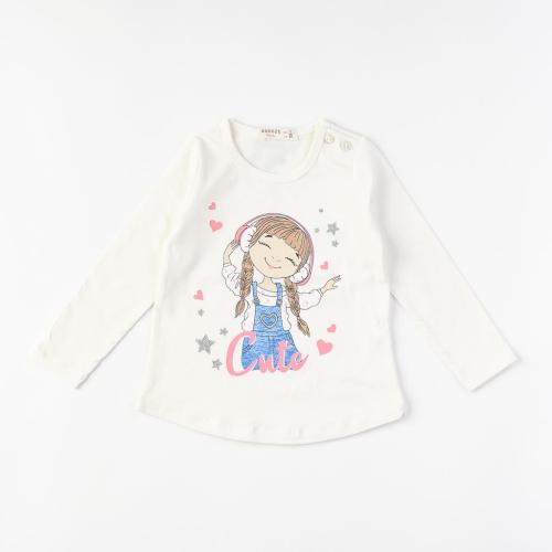 Детска блуза за момиче с дълъг ръкав Cute Breeze Бяла