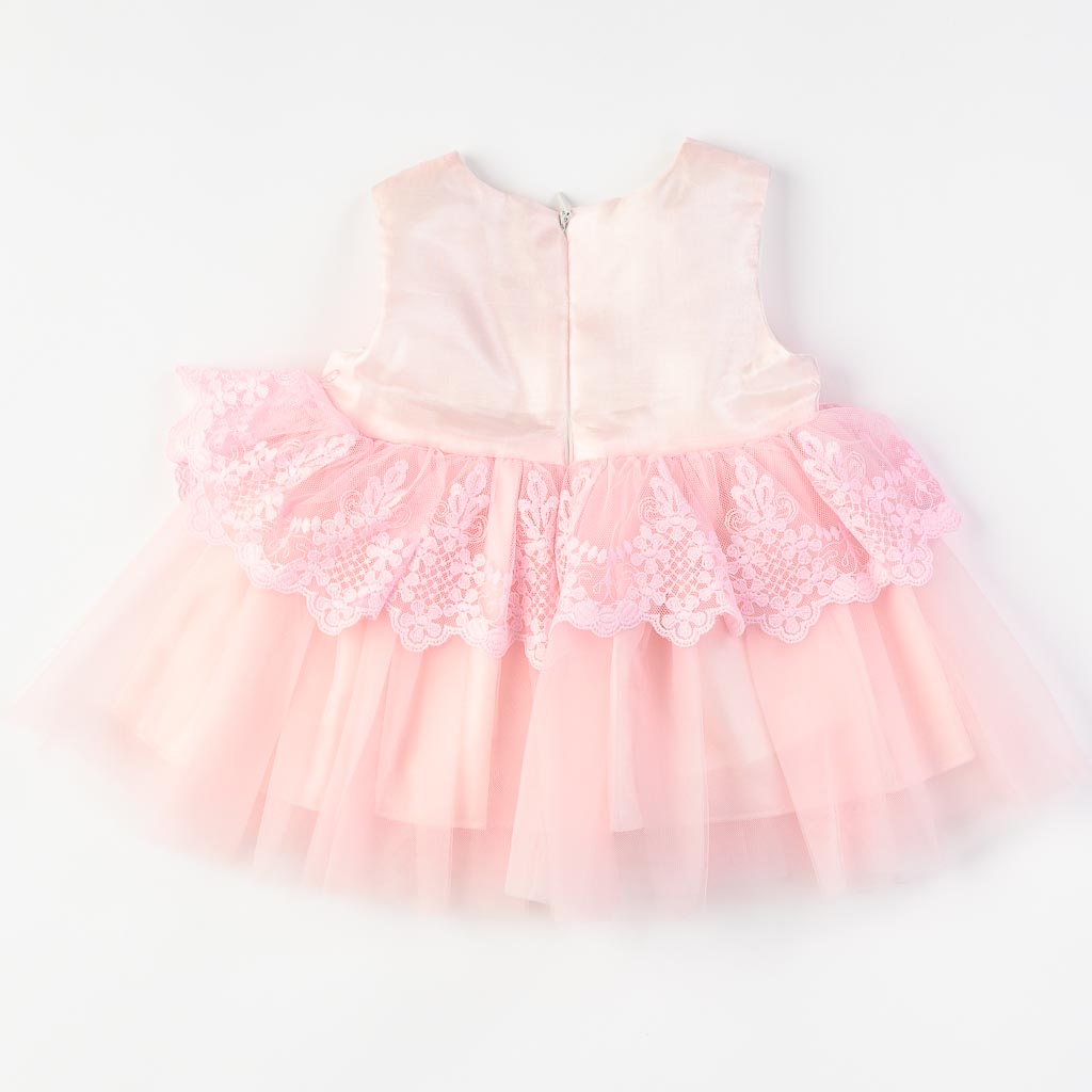 Βρεφικά σετ ρούχων επισημο φορεμα με τουλι Κορμακι καλσον κορδελα για μαλλια  обувчици  με  ръкавички   Tafyy  Ροζ