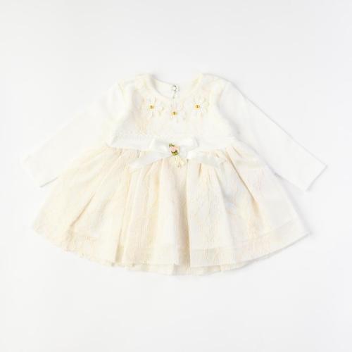 Бебешка рокля с дълъг ръкав Minicix Бяла