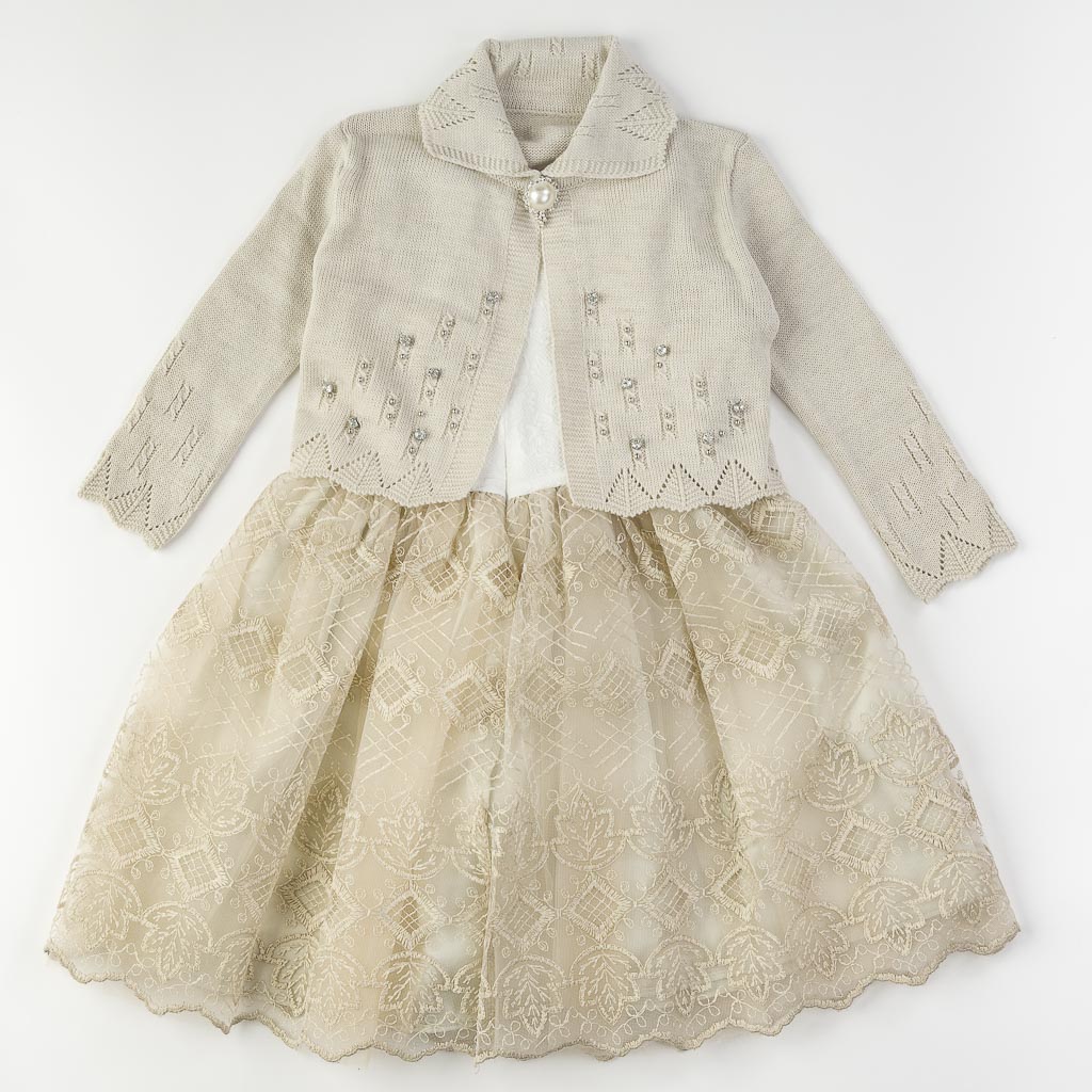 Παιδικο επισημο φορεμα με ζακετα  GVN Collectioon  Μπεζ