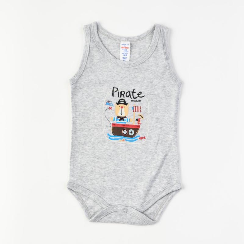 Baby bodysuit For a boy with short sleeves  Pirate   Breeze  Gray