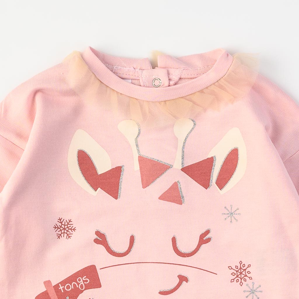 Бебешки комплект блузка и клинче за момиче Pink kitty Розов