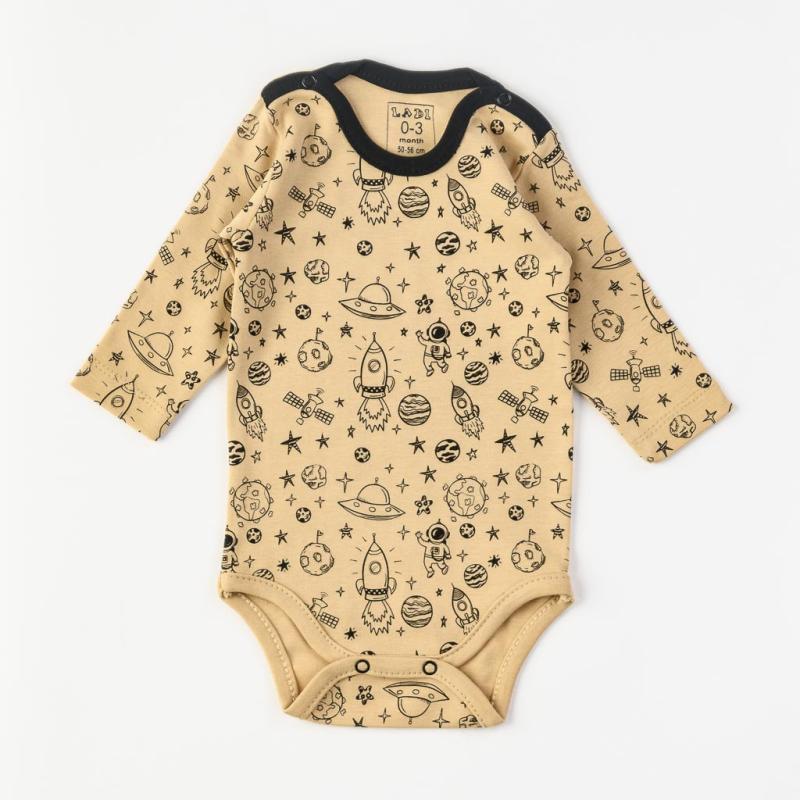 Baby bodysuit with long sleeves For a boy  Ladi Galaxy  Mustard