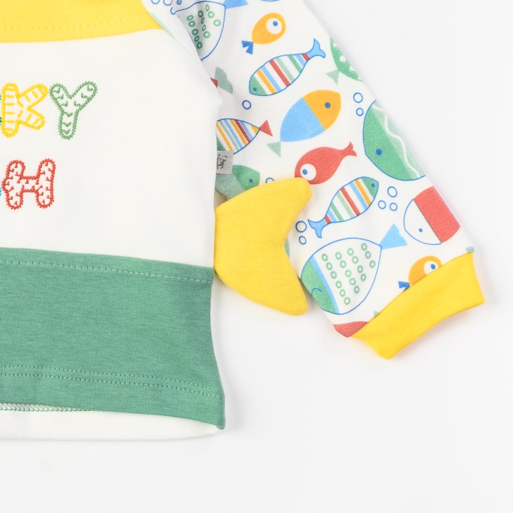 Бебешка пижама с дълъг ръкав за момче Lucky Fish Зелена