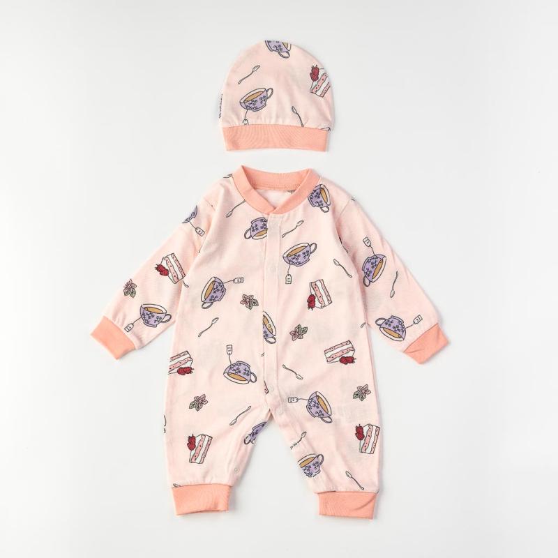Baby overalls with a hat For a girl  Breeze Tea  Pink
