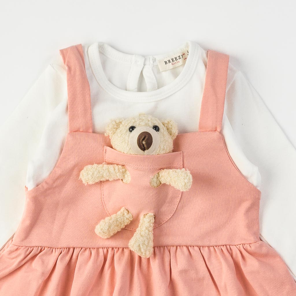 Παιδικο φορεμα με μακρυ μανικι  Breeze Teddy Bear  Ροζε