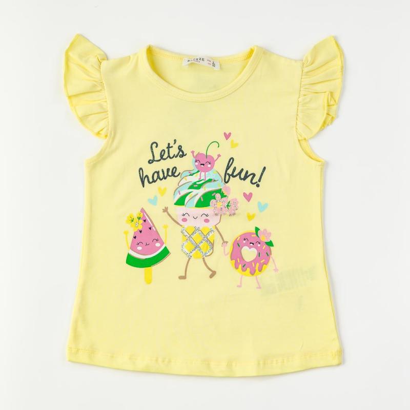 Dětské tričko Pro dívky s potiskem  Breeze Lets Have fun  Žlutá