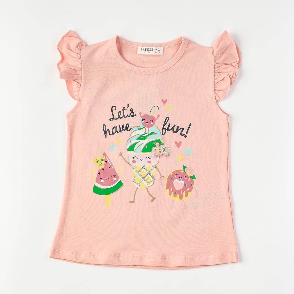 Детска тениска за момиче с щампа Breeze Lets Have fun Розова