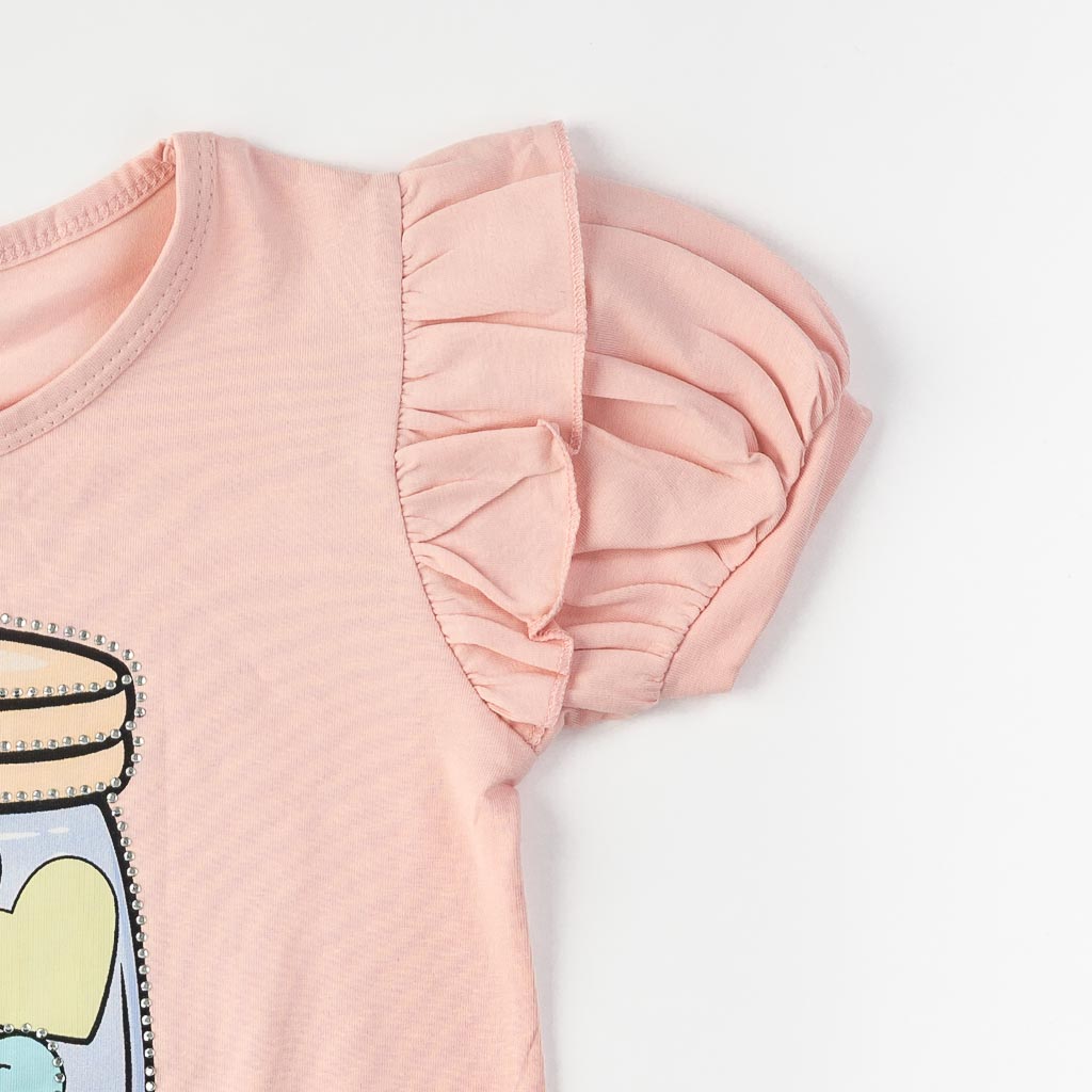 Детска тениска за момиче с щампа Breeze Hug me Розова