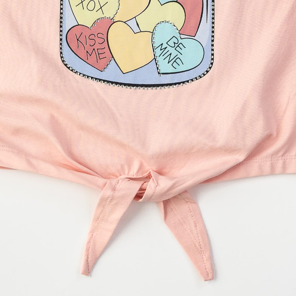 Детска тениска за момиче с щампа Breeze Hug me Розова
