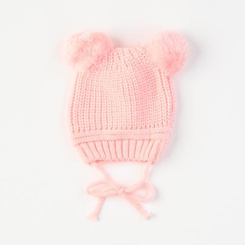 Бебешка шапка за момиче плетена Golden Розова
